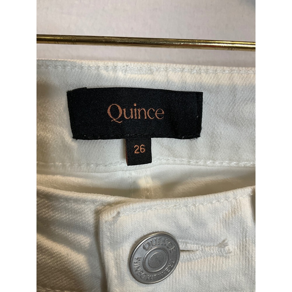 Quince Bella Jeans High Wasted Stretch Straight Cloud White Denim Summer 26 - Picture 4 of 6
